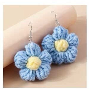 Blue and Yellow Flower Earrings